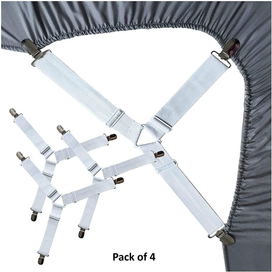 Adjustable Bed Sheet Holder Straps (Pack of 4)